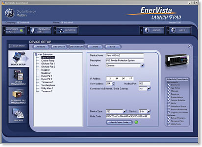 Device setup screen