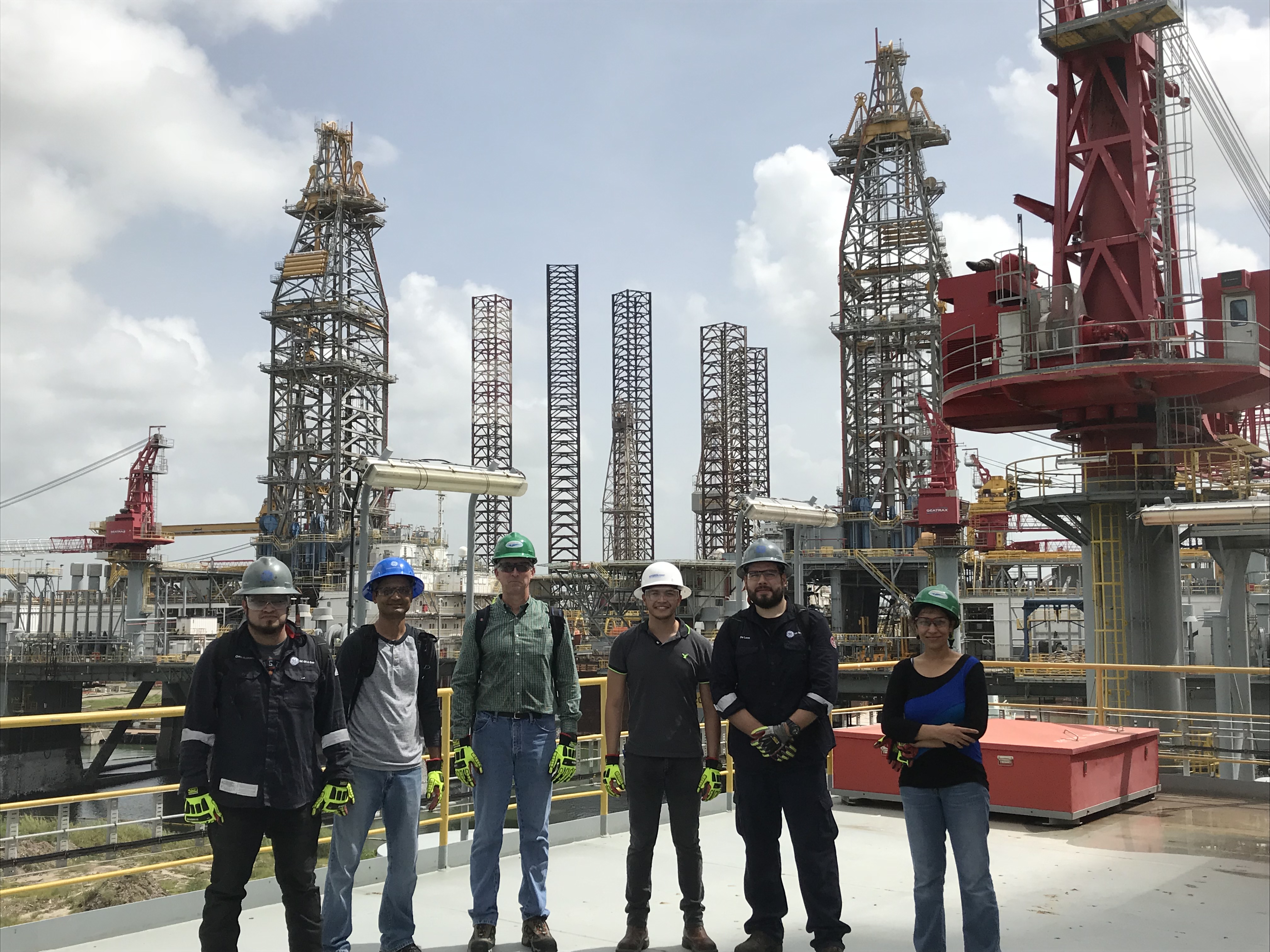 Vasudevan on an offshore drilling rig with 5 male colleagues