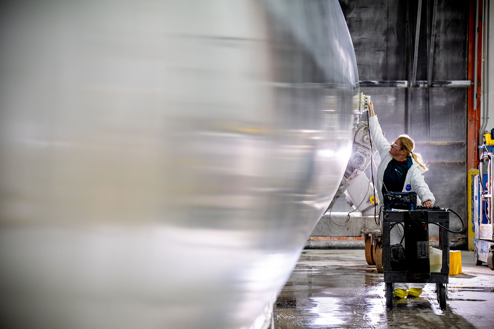 Onshore wind turbine blade assembly in Grand Forks, North Dakota.