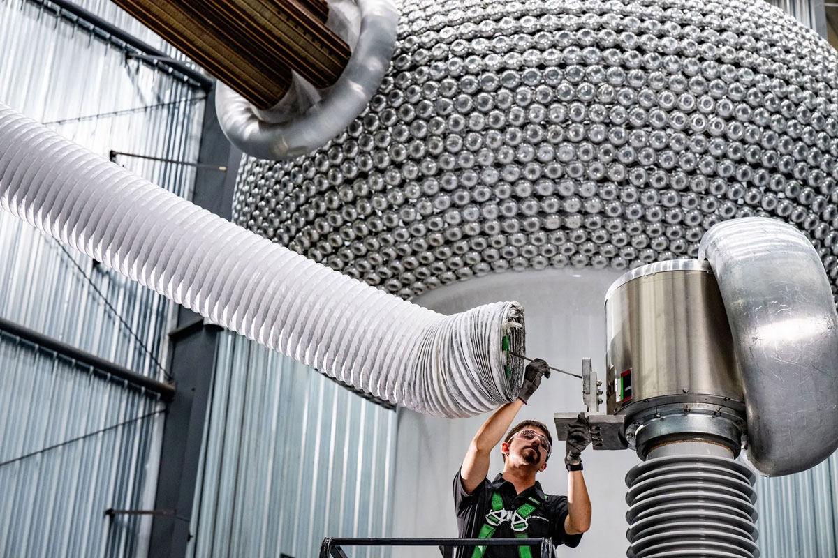 A transformer being connected to a high voltage generator in Charleroi, Pennsylvania