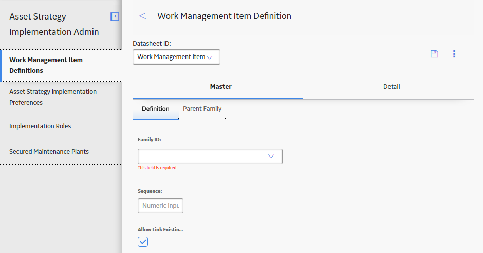 Work Management Item Definitions datasheet