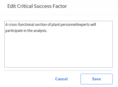 Edit Critical Success Factor