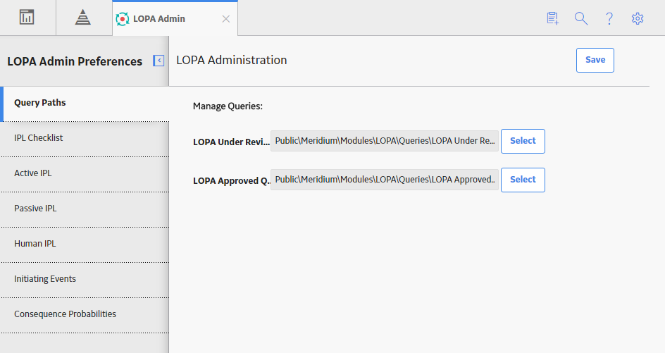 LOPA Admin page