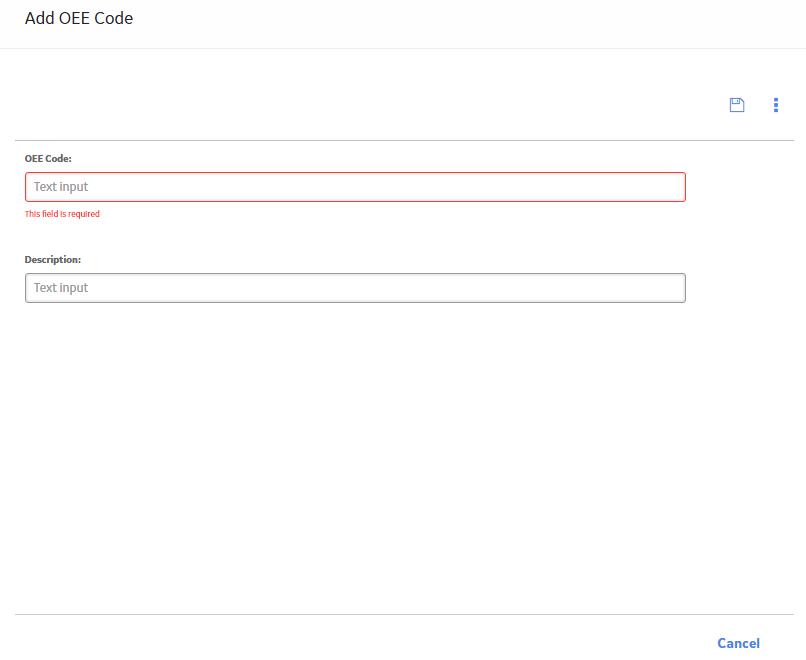 PLA Add OEE Code Window