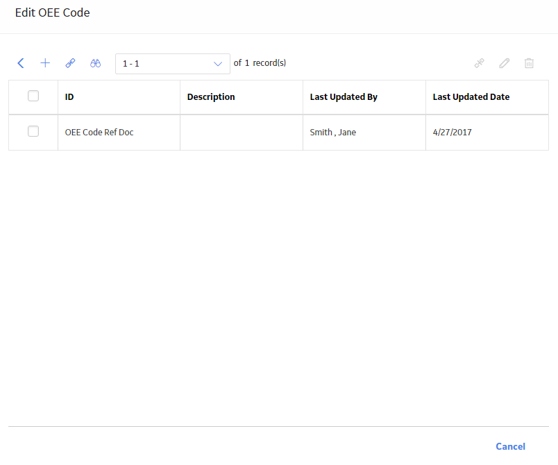 PLA Reference Documents in an OEE Code