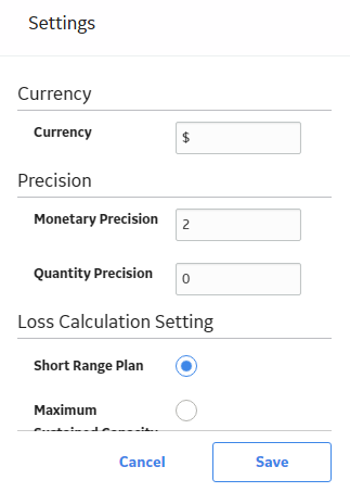 PLA Settings Window