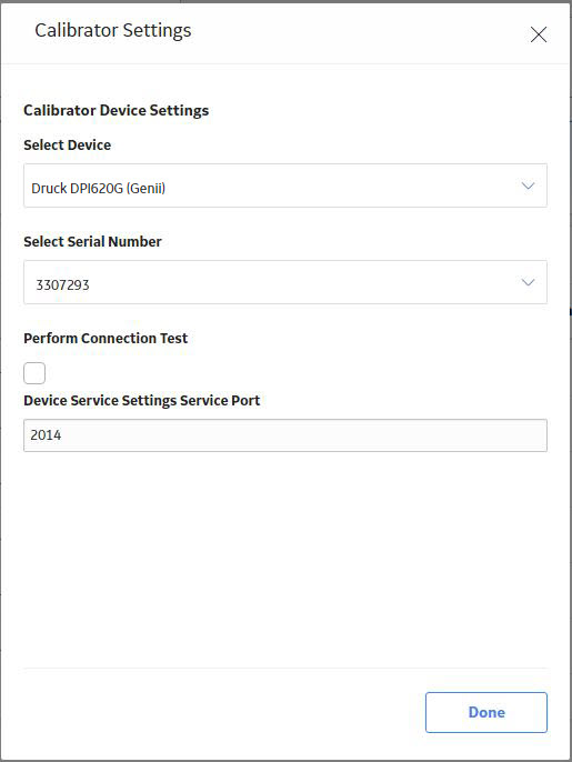 The Calibration Settings window