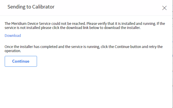 The Sending to Calibrator error message