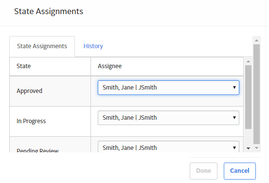 The State Assignments window