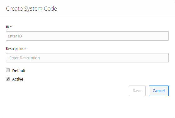 Create System Code window