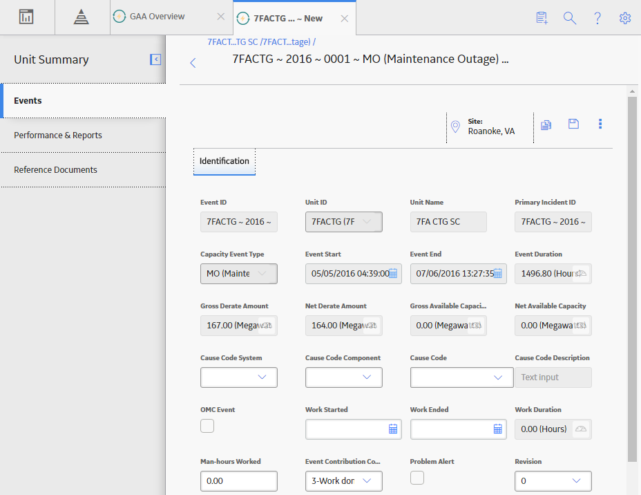 Contributing Event Datasheet