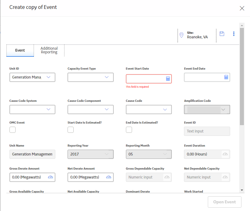 Create copy of Event window