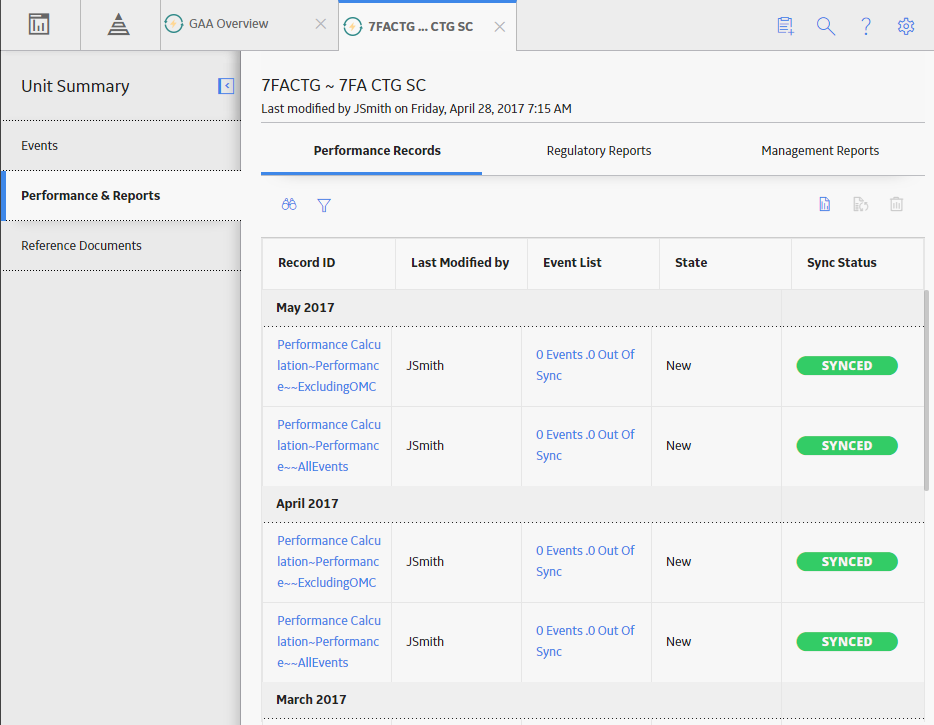 Performance & Reports workspace