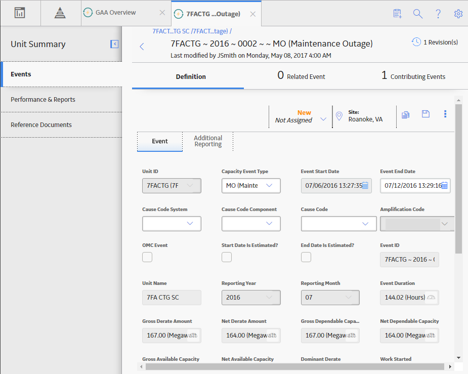 Related Event Datasheet