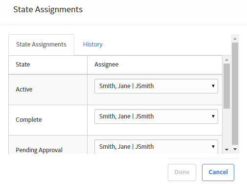 The State Assignment window