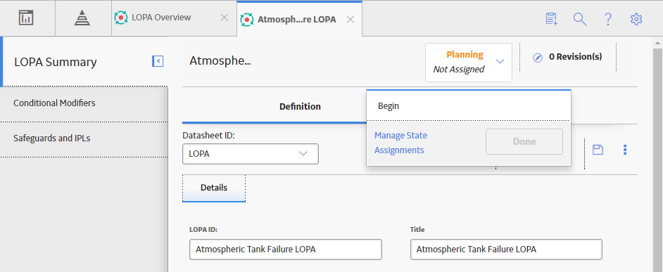 States in LOPA