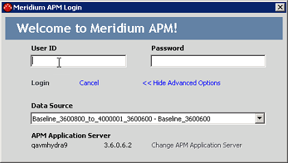 GE Digital APM Login window