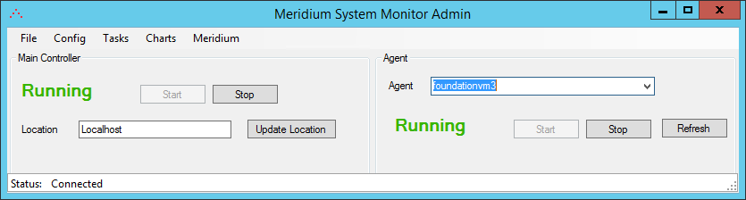 The Meridium System Monitor Admin window