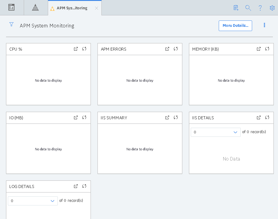 The APM System Monitoring page