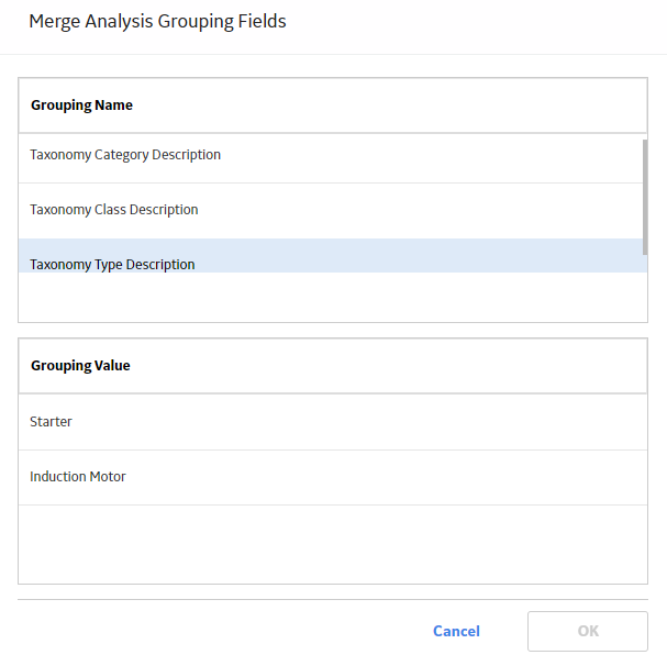 Merge Analysis Grouping Fields