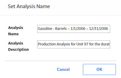 Set Analysis Name Window