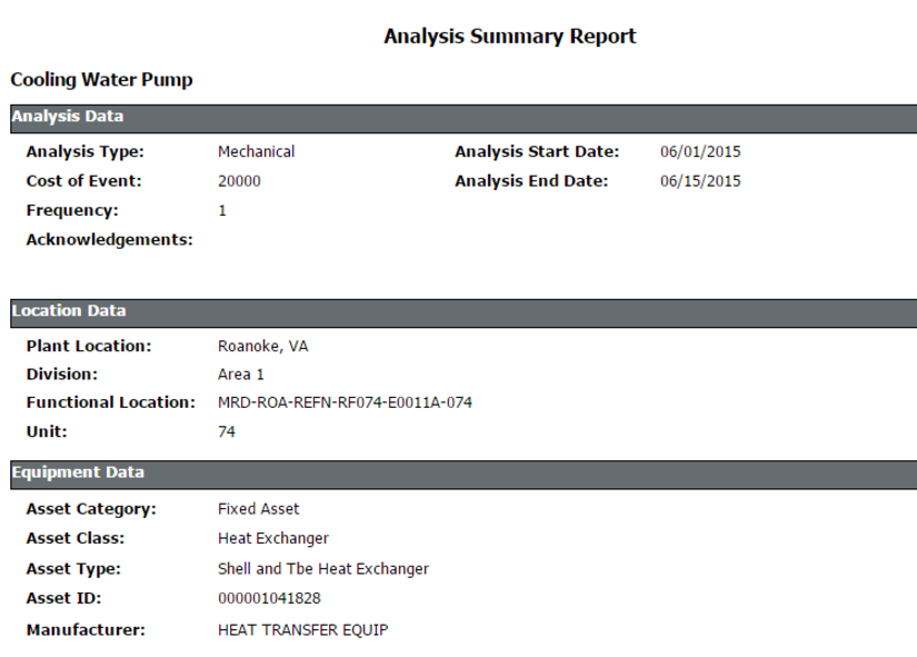 Analysis Summary Report