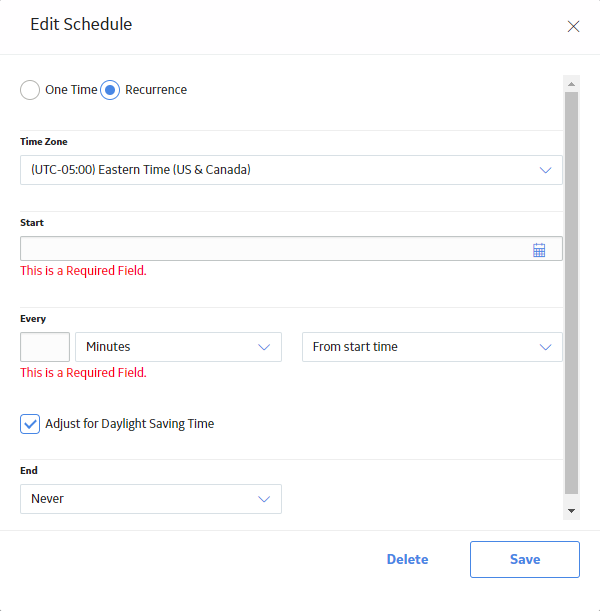 Edit Schedule Window