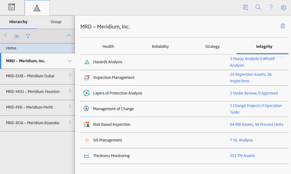 The Risk section of the Asset Hierarchy page