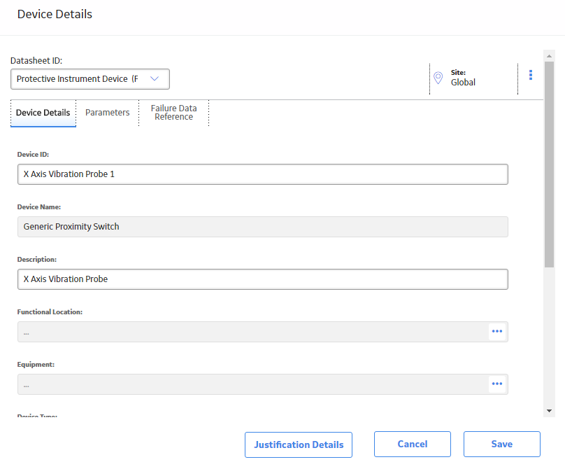 Device Details window