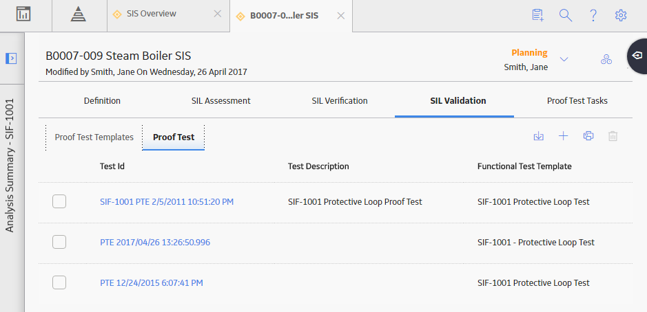 The Proof Tests section