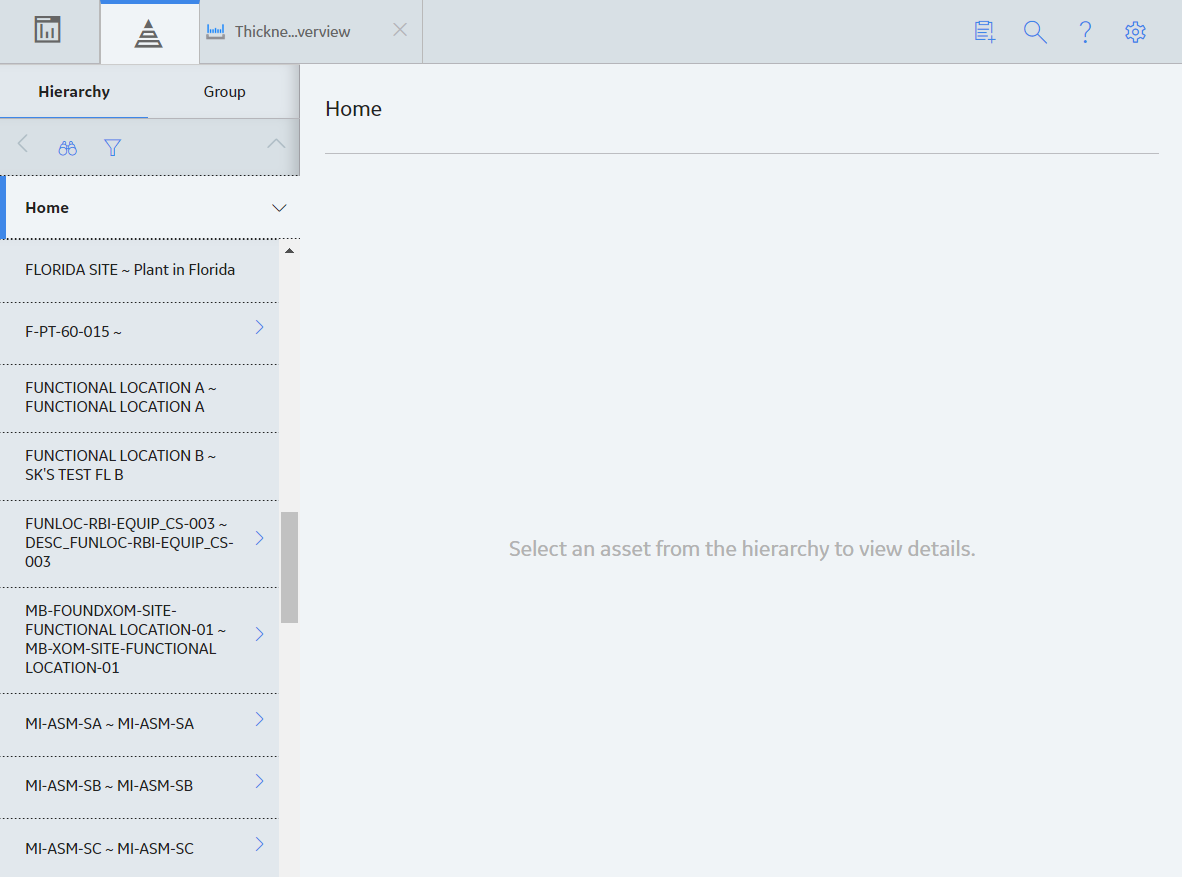 The Asset Hierarchy page
